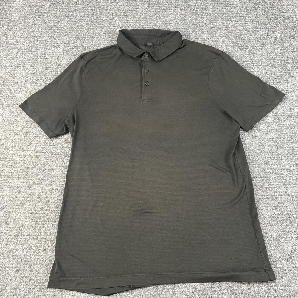 Lululemon Polo Shirt Mens Large Black Performance Short Sleeve Athletic Golf